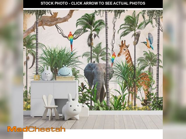 Lot 74-12867724 - YQWDMX - 3D Safari Wallpaper Tropical Jungle and Animals Plant Wallpaper Mural for Bedroom Kids Room...