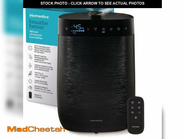 Lot 74-14268214 - Homedics Deluxe Ultrasonic Humidifier for Large Rooms, Warm or Cool Mist, UV-C Technology, 1.5-Gallo...