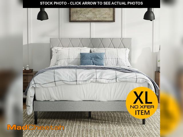 Lot 74-12695252 - LUBEDCY Queen Size Velvet Platform Bed Frame with Upholstered Headboard, Sturdy Wooden Slats, No Spr...