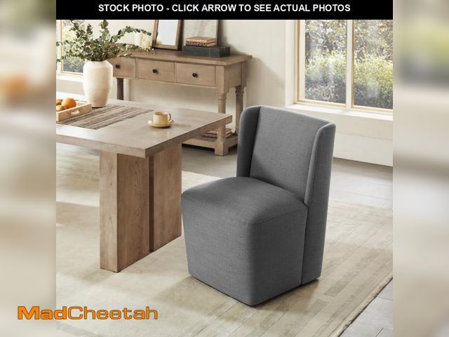Lot 74-12541382 - CHITA Modern Dining Chair with Casters, Upholstered Dining Room Chairs, Fabric in Dark Gray - UNUSED