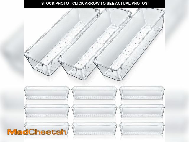 Lot 74-14082684 - (SET OF 12) Maitys 12 Pcs Clear Drawer Organizer 9 x 3 x 2 Inches Plastic Rectangle Trays Makeup Van...