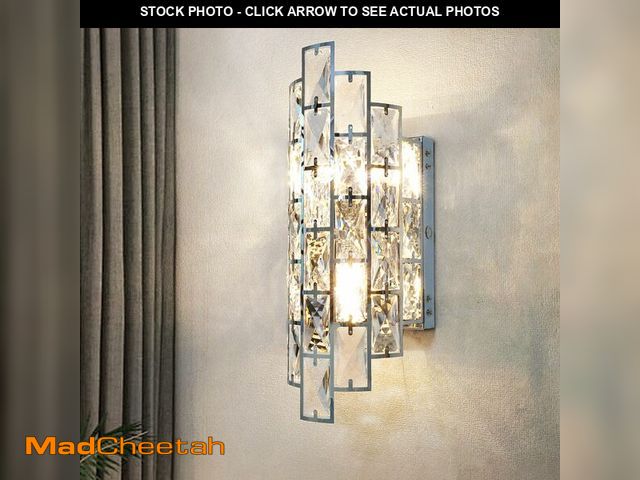 Lot 74-13628718 - passong Crystal Wall Sconces, Modern Chrome Wall Light Fixture with Touch Switch, Luxury Vanity Wall...