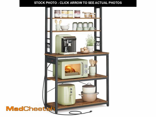 Lot 74-12894853 - VASAGLE Bakers Rack with Power Outlet, 31.5 Inches Coffee Bar for Kitchen with Storage, 6-Tier Kitch...