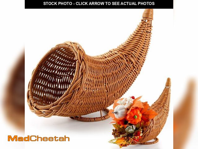 Lot 74-12601821 - Dandat Fall Cornucopia Basket 13.78'' Thanksgiving Cornucopia Horn of Plenty for Autumn Harvest Tabl...