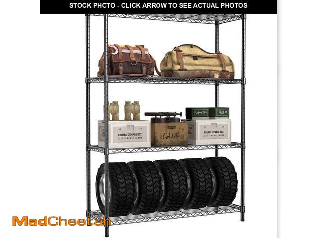 Lot 74-12514434 - M MZG Industrial Storage Rack 4 Tiers Metal Shelving Unit Dimensions: 45.8"W x 15.8"D x 59.4"H - UNU...