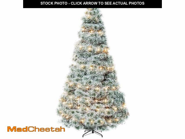 Lot 74-12889744 - EDX 6ft Pre-lit Snow Flocked Artificial Christmas Tree, Prelighted Artificial Xmas Tree, With 700 Br...