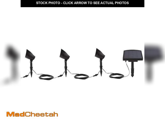 Lot 74-12555153 - Solar 50 Lumens Black Integrated LED Spotlight with Remote Panel (3-Pack); Weather/Water/Rust Resist...