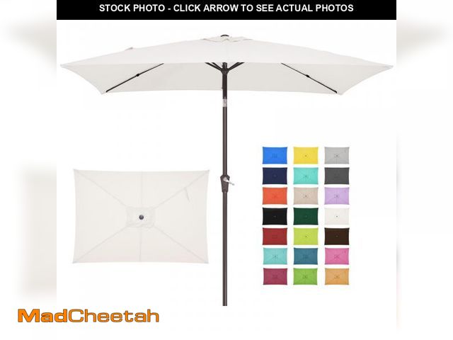 Lot 74-12541595 - JEAREY 6.5x10 ft Rectangular Patio Umbrellas Outdoor Market Umbrella with Push Button Tilt and Crank...
