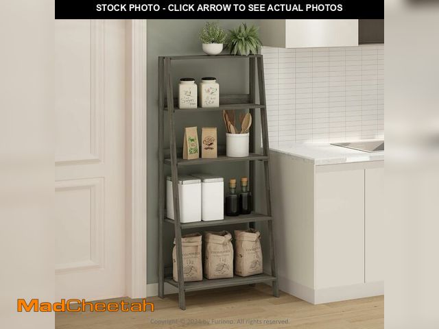 Lot 74-12633031 - Furinno Ladder Display Shelf, 5-Tier Ladder Shelf, Ladder Bookshelf, Display Storage Shelves, 13 x 2...