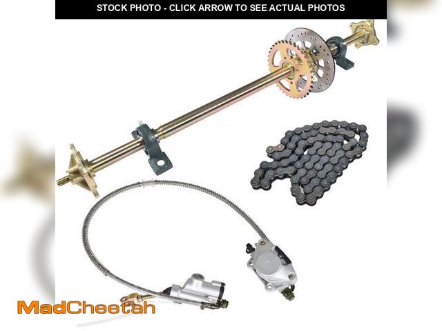 Lot 74-12541742 - TINVHY Go Kart 44 Inch Rear Axle Kit Rear Axle Pillow Blocks Sprocket Brake Disc Wheel Hubs Replacem...