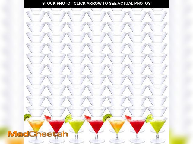 Lot 74-13954000 - Rtteri 250 Pcs Mini Martini Glasses Plastic 2 Oz Disposable Mini Margarita Cups Clear for Weddings P...