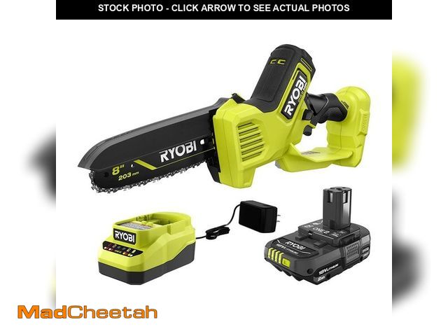 Lot 74-14256666 - RYOBI ONE+ HP 18V Brushless 8 in. Cordless Battery Pruning Mini Chainsaw with 2.0 Ah Battery and Cha...