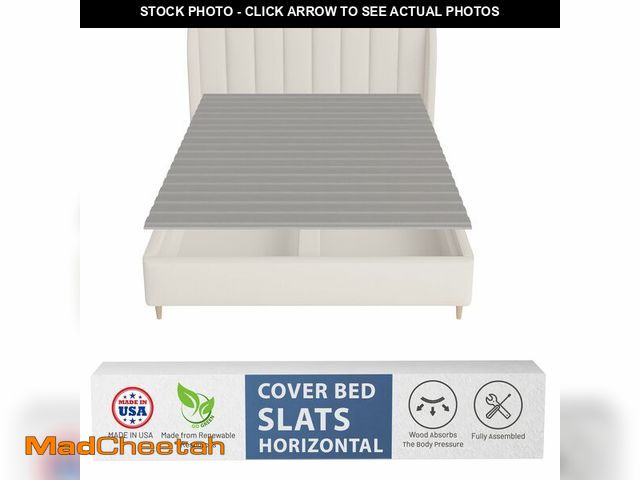 Lot 74-12895364 - Greaton, 0.75-Inch Horizontal Wooden Bunkie Board/Bed Slats, 78" x 60", Grey - UNUSED