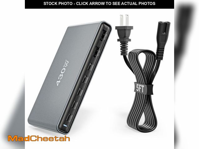Lot 74-14297282 - GaN5 430W USB C Charger Block Charging Station,Apple 7 Port Fast Charging Block with Dual 100W USBC ...