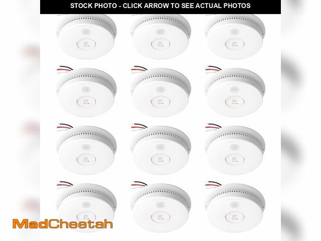Lot 74-12454292 - Hardwired Interconnected Smoke Detectors,Photoelectric Smoke Alarm with 9V Battery Backup,Test/Silen...