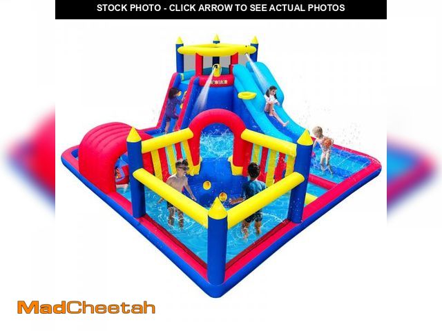 Lot 74-12108849 - Inflatable Water Slide Park for Party Fun,15x15FT,Big Splash Pool,Long&amp;Short Slides,Fun Crawl Tu...