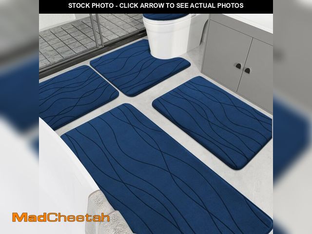 Lot 74-12609406 - YIHOUSE Memory Foam Blue Bathroom Rug Sets 5 Piece, Ultra Absorbent Bath Mat for Bathroom - Non-Slip...