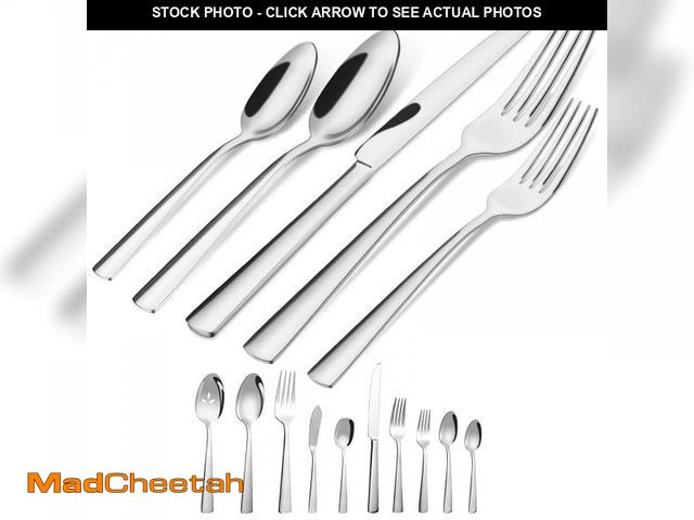 Lot 74-12047189 - 45-Piece Silverware Set Flatware Cutlery Set Service for 8, Durable Stainless Steel Tableware in Erg...