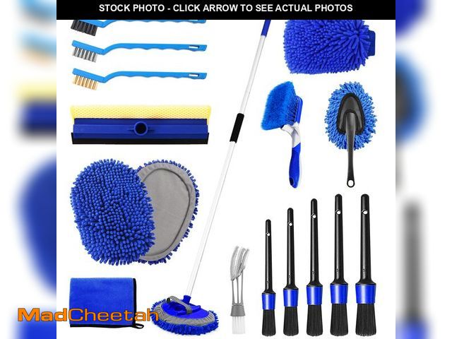 Lot 74-14300258 - NIKCOSMK 62'' Car Wash Brush Kit - Mitt, Mop, Sponge &amp; Long Handle, Scratch-Free Chenille Replac...