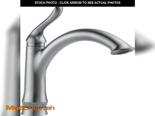 Lot 74-12448712 - Delta Faucet 1353-AR-DST Linden Single Handle Kitchen Faucet, Arctic Stainless, 9.81 x 10.50 x 9.81 ...
