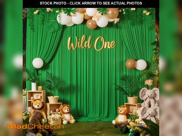 Lot 74-14263144 - 10 ft x 10 ft Wrinkle Free Green Backdrop Curtain for Parties, 2 Panels 10ft Polyester Green Photo B...