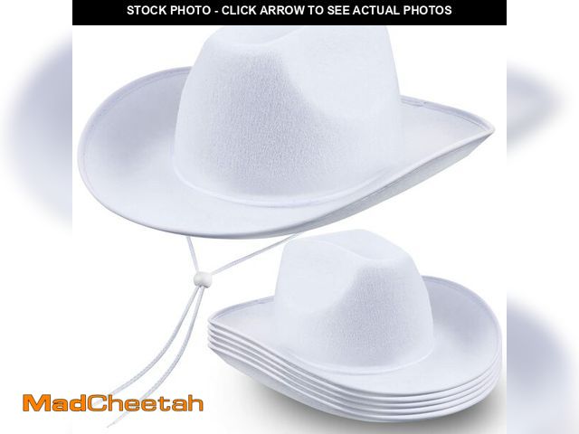 Lot 74-14381769 - Janmercy 6 Pcs White Cowboy Hats Bulk,Simple White - UNUSED