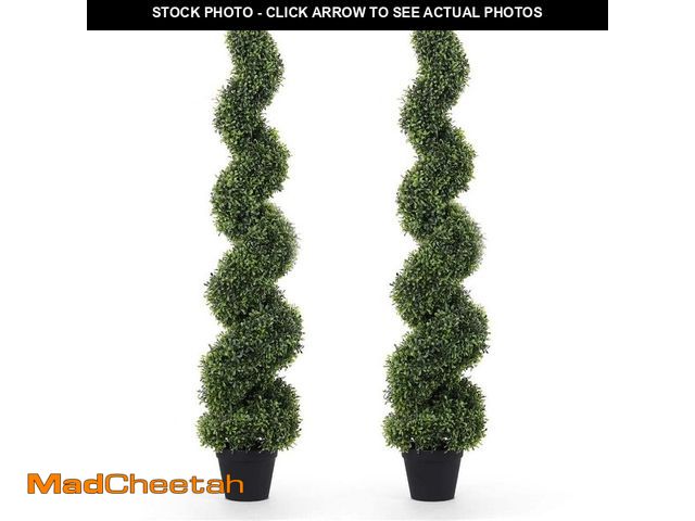Lot 74-14290229 - poetree 4 ft. Artificial Boxwood Spiral Topiary Tree in Pot - UNUSED