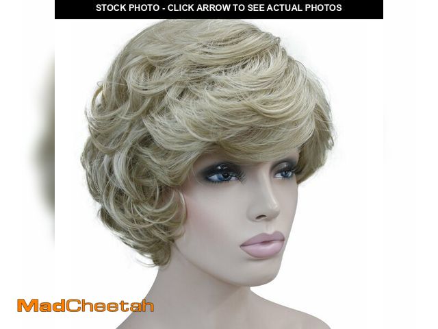 Lot 74-13952028 - Lydell Women's Short Curly Wavy Wig Synthetic Hair Full Wig 6 inches (L16-613 Blonde with Highlights...