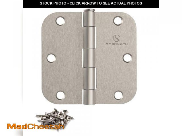 Lot 74-12220890 - SORGMACH Door Hinges Satin Nickel 3.5 Inch Interior Hinges 5/8" Radius - 12 Pack - UNUSED