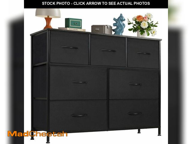 Lot 74-13733916 - OLIXIS 7 Drawers Dresser for Bedroom, Fabric Storage Tower for Living Room, Entryway - Sturdy Steel ...