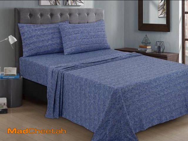 Lot 74-12421754 - Mainstays Adult Extra Soft Jersey Bed Sheet Set  Full  Blue Crackle  4 Pieces - UNUSED