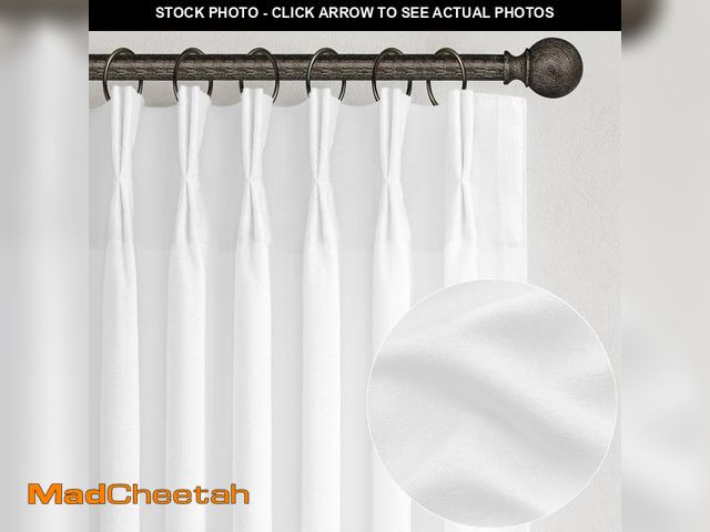 Lot 74-12434839 - Cute White Sheer Curtains 96 Inches Long for Living Room, Textured Linen Blend Pleat Memory Shape Be...