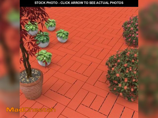 Lot 74-12422072 - 50-LG1190 Patio &amp; Deck Tiles-Interlocking Criss-Cross Pattern Outdoor Flooring - Terra Cotta Col...