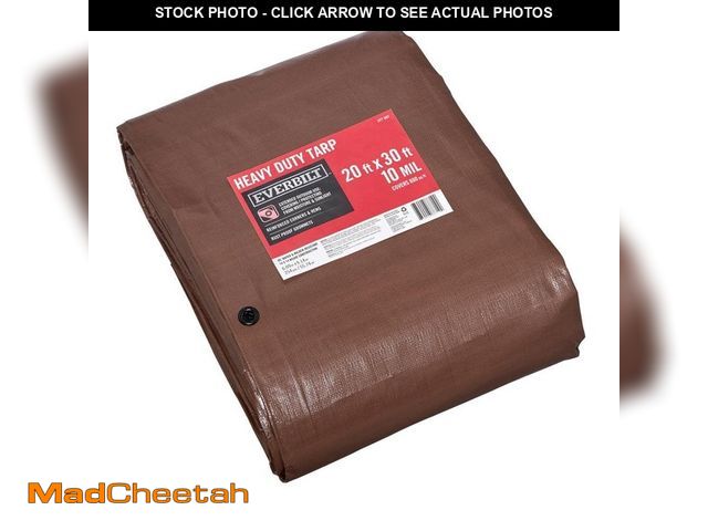 Lot 74-14450303 - Everbilt 20 ft. x 30 ft. Brown and Silver Heavy Duty Tarp PYHD2030 - UNUSED