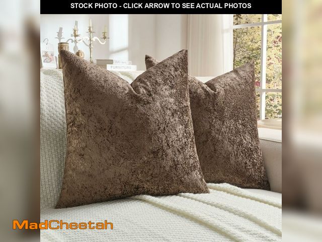 Lot 74-14147618 - FUTEI Pack of 2 Solid Flannel Throw Pillow Covers 18x18 Inch Soft Crushed Textured Neutral Decorativ...