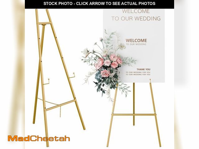 Lot 74-14380874 - Gold Easel Stand for Sign, Heavy Duty Easel, 4-Tier Adjustable Art Easel for Painting, Wedding Sign ...