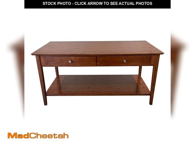 Lot 74-13052179 - *MISSING HARDWARE/SCUFFED* Unbranded 38 in. Mahogany 18 in. Rectangle Bamboo Coffee Table with 2-Dra...