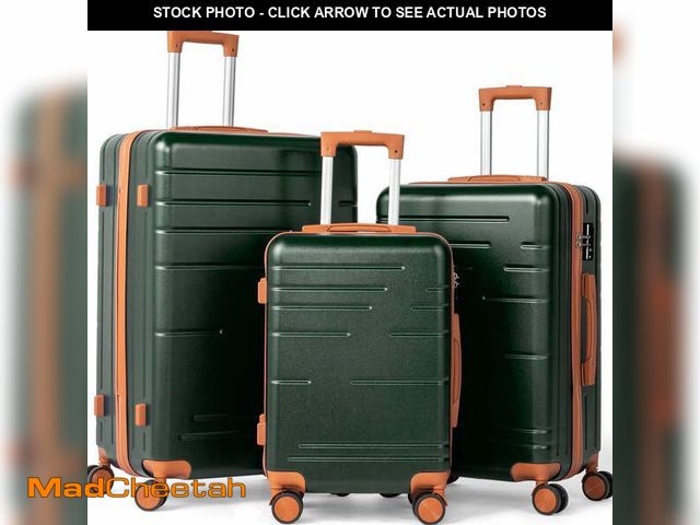 Lot 74-14289345 - Zimtown Luggage  3 Piece Set, ABS Hardside Lightweight Suitcase with Spinner Wheels TSA Lock, Deep G...