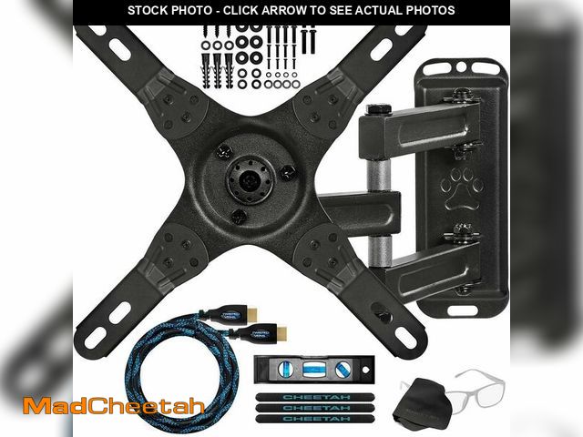 Lot 74-14295644 - Cheetah TV Monitor Wall Mount for 12-55 Inch TVs up to 40 lbs, Includes 10 ft HDMI Cable, Tools-Free...