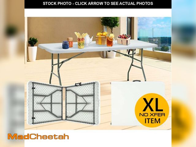 Lot 74-14250782 - Folding Tables, 6 Foot Folding Table with Handle and Steel Legs, Indoor Outdoor Fold-in-Half Portabl...