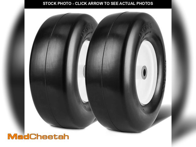 Lot 74-12804688 - SKYSHALO Lawn Mower Tires with Rim, 13 in. x 5 in. - 6 in. Tubeless Tractor Tires, 2-Pack Tire and W...
