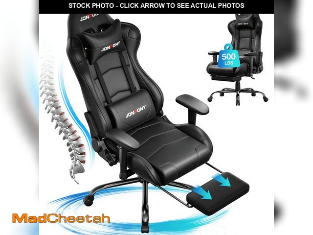 Lot 74-12550271 - JONPONY Big and Tall 500LBS Gaming Chair, Ergonomic Design, Gamer Chair PU Leather with Footrest and...