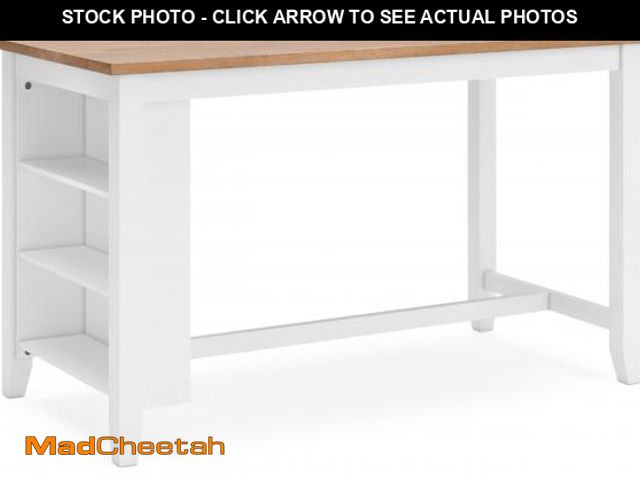 Lot 74-12286301 - Signature Design by Ashley Gesthaven Farmhouse Counter Height Dining Table with 3 Shelves and Trestl...