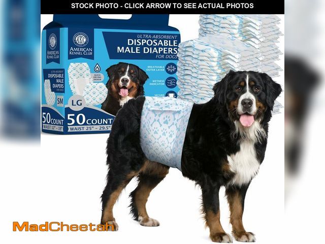 Lot 74-12969204 - American Kennel Club Male Dog Wrap, Disposable Diapers with Wetness Indicator, Large, 50 Count - UNU...