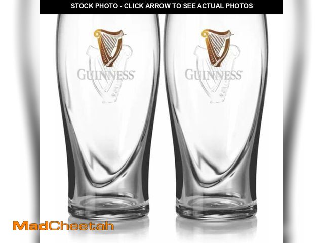 Lot 74-12326968 - Guinness 20oz Beer Glasses Twin Pack | Certified Official Merchandise | Ideal gift for Beer Lovers -...