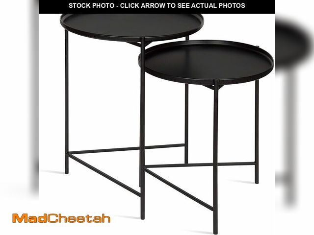 Lot 74-12664421 - Kate and Laurel Ulani Set of 2 Nested Round Metal End Tables, Black - UNUSED