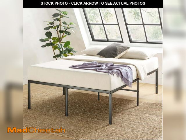 Lot 74-14324552 - Best Price Mattress 18" Metal Platform Bed Frame, Heavy-Duty Steel Slats, Black, Queen - UNUSED