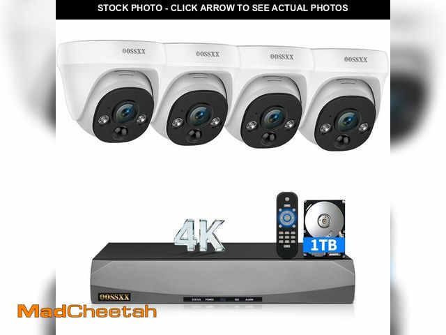 Lot 74-14151222 - OOSSXX (2026 New) 4K PoE Security Camera System, 8CH 4K NVR with 1TB HDD, 4pcs 8MP Dome Cameras Outd...