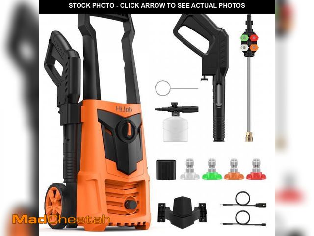 Lot 74-12515543 - HIJOB Electric 3000 PSI Pressure Washer w/ 20 ft Hose, 4 Quick Connect Nozzles, Foam Cannon, Portabl...