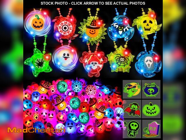 Lot 74-12973353 - Huyamap 100PCS Halloween Party Favors for Kids Boys Girls, Glow LED Halloween Toys Bulk Light Up Nec...